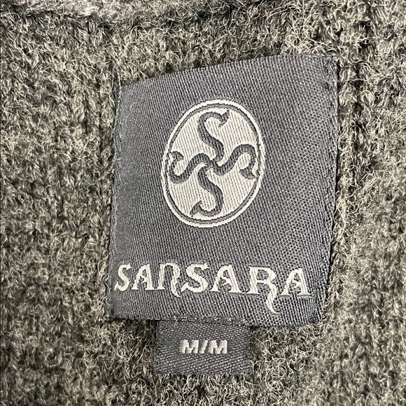 Fair Isle Charcoal & Lt Grey Cardigan Shawl Collar Button Front Pockets Sz M - Picture 8 of 13